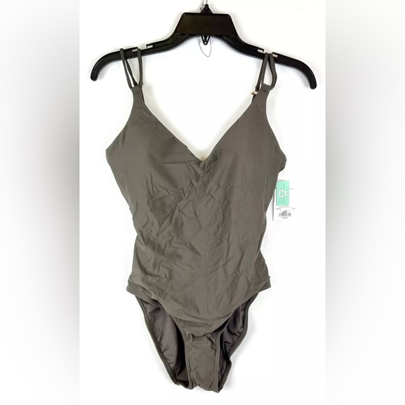 Sunsets Women’s Brown V Neck Low Back One Piece Swimsuit Size Small